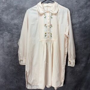 Y2K Victorias Secret Country Floral Embroidered Sleepshirt Top Size M Blush Pink